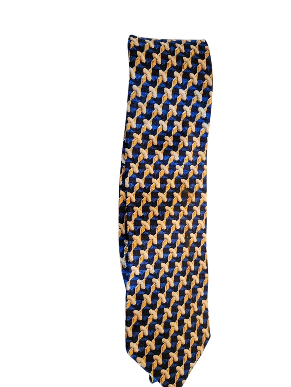Ermenegildo Zegna Vintage Geometric Italian 100% Silk Tie Blue EUC!